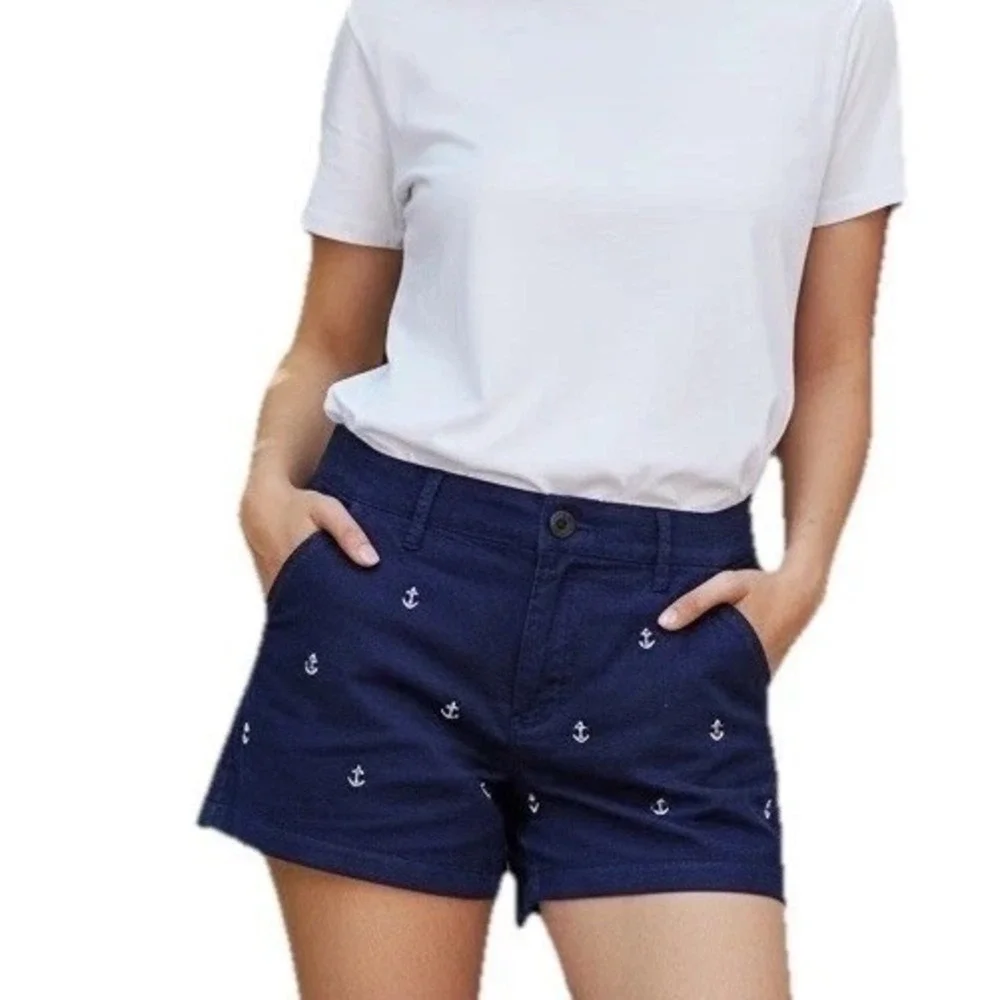 Blue Chino Shorts Anchors Womens 10 Cuffys Cape Cod 3